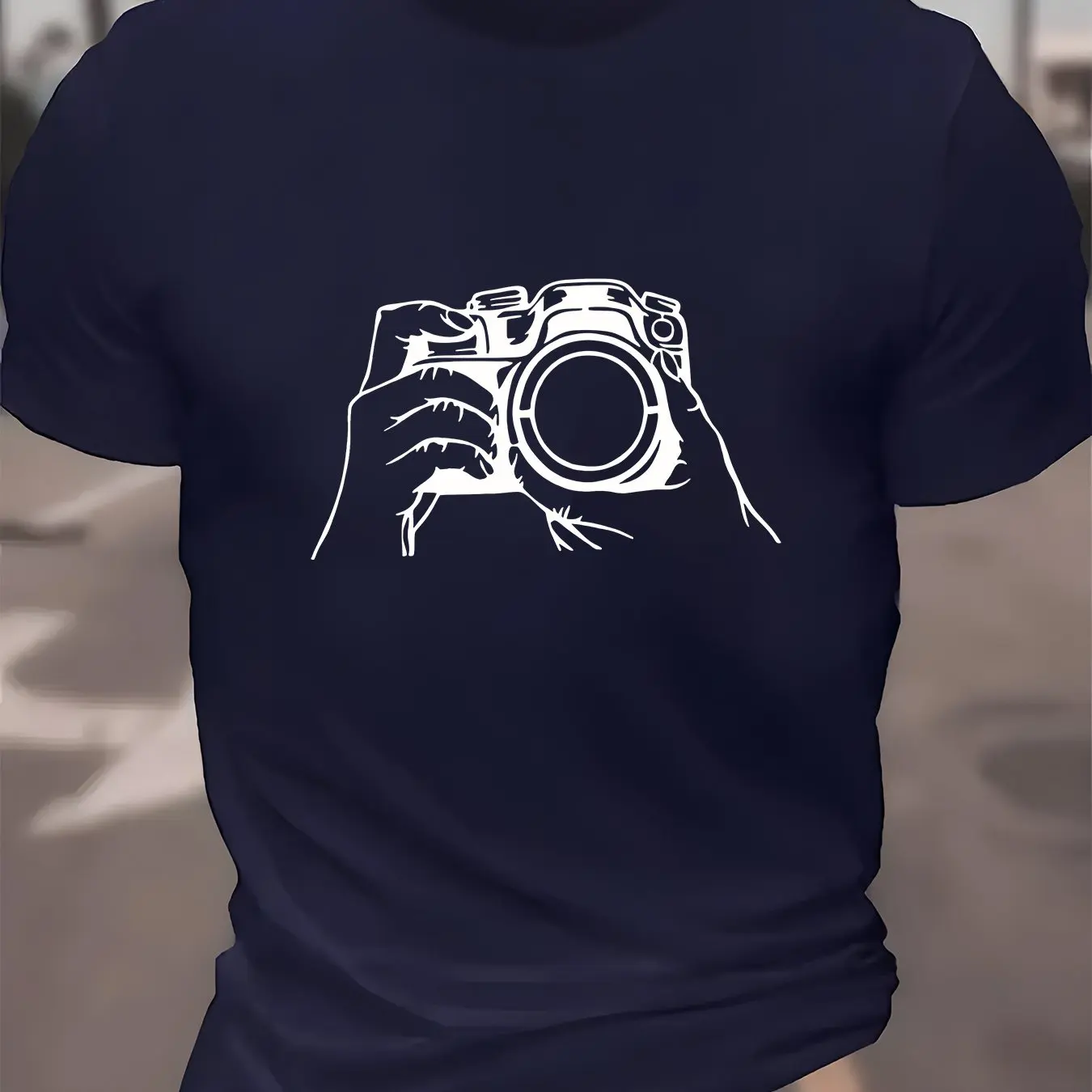 تي شيرت رجالي برسومات كاميرا عتيقة بتصميم كلاسيكي للتصوير الفوتوغرافي مع حروف سرعة مصراع الفيلم ملابس رجالية مريحة #3
