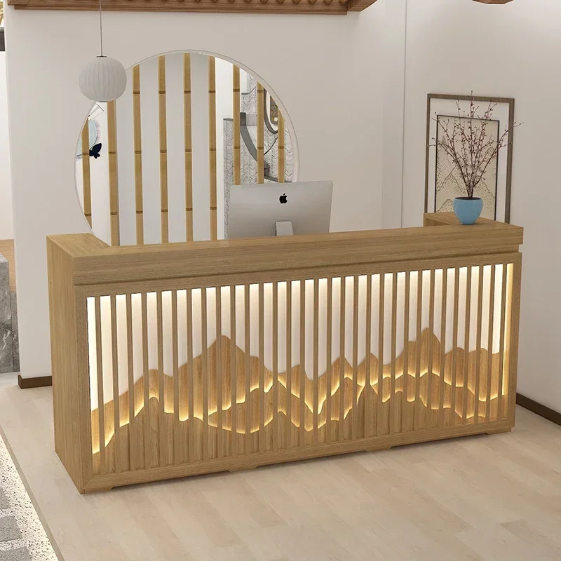 Log Type Bar Counter Reception Desks Beauty Salon SPA Coffee Shop Checkstand Shop Counter Billiard Room Furniture 접수카운터 FYRD