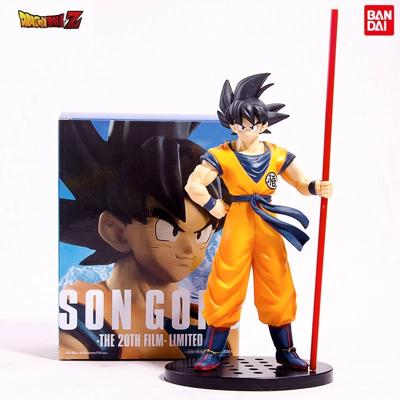 

22cm Dragon Ball Z Series Animation PVC Model Hand-run 20th Anniversary Theater Version Dragon Ball Stick Goku Statue Toy Gift