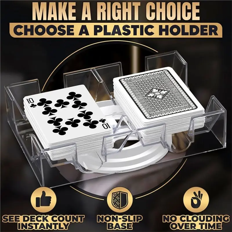 HOTB72A Smooth Rotation 2-Deck Revolving Canasta Card Tray, 360° Rotating,Swivel Holder, For Hand& Foot, Rummy Organizer