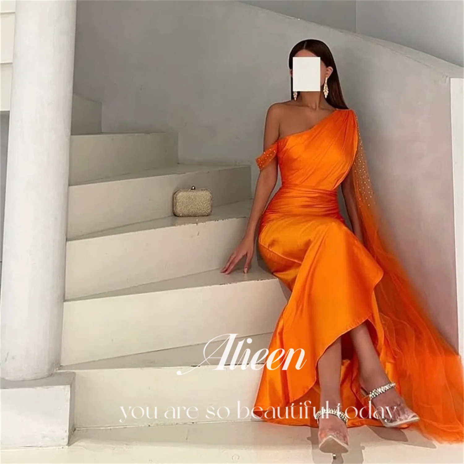 

Aileen Orange Luxurious Women's Evening Dresses for Special Occasions One Shoulder Prom Dresses 2025 Woman فساتين سهرة Mermaid