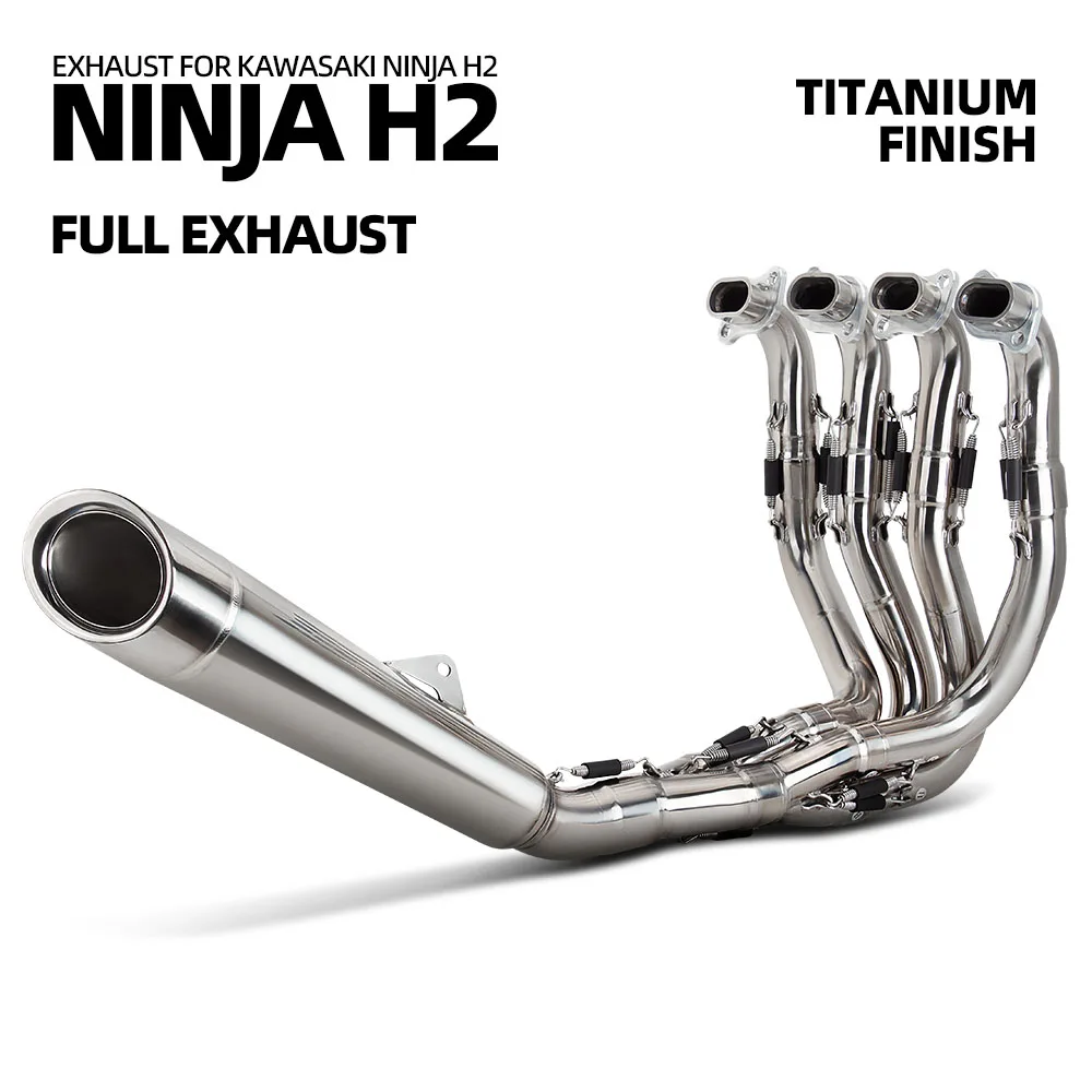 

Motorcycle Exhaust Full Glossy Escape System Kit Front Pipe Muffler with DB Killer For Kawasaki Ninja H2 H2C H2R