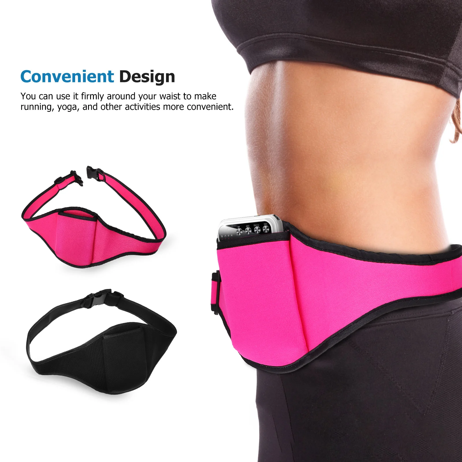 

2Pcs Portable Mic Belt for Wireless Transmitter Comfortable Neoprene Waist Pack Fitness Running Dance Performance
