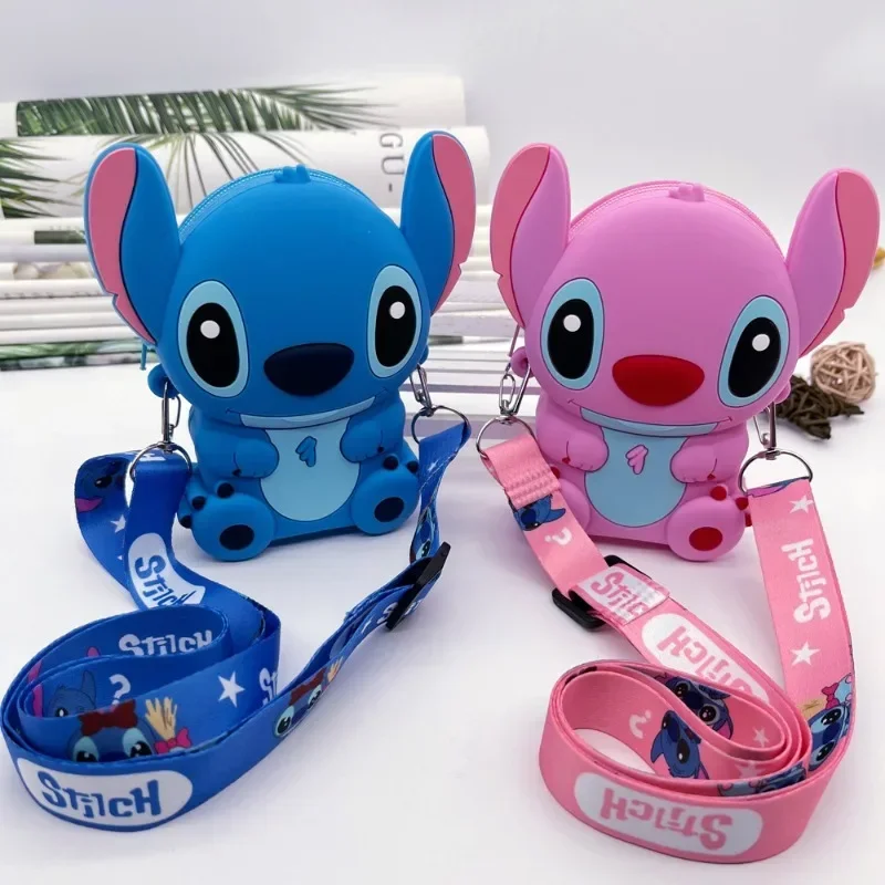 Whosale Kawaii Disney Stitich Design Bag, Trendy Zipper Shoulder Bag, Silicone Crossbody Purse with Detachable Strap Kids Gift