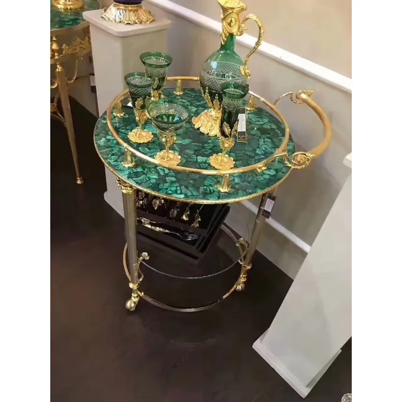 Deluxe dining table Living room natural gem peacock stone table