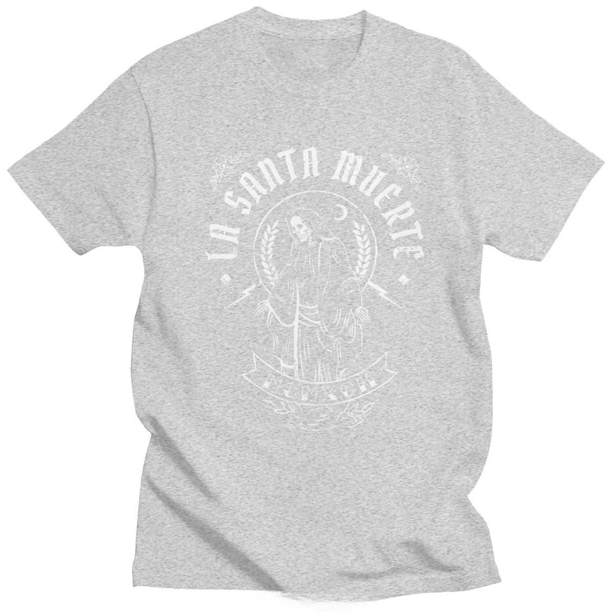 Goth Mexican Muertos Mother Skull Tee Top Cotton T Shirt Streetwear La Santa Muerte Tshirt Men Short Sleeve Saint Death T-shirt view 2