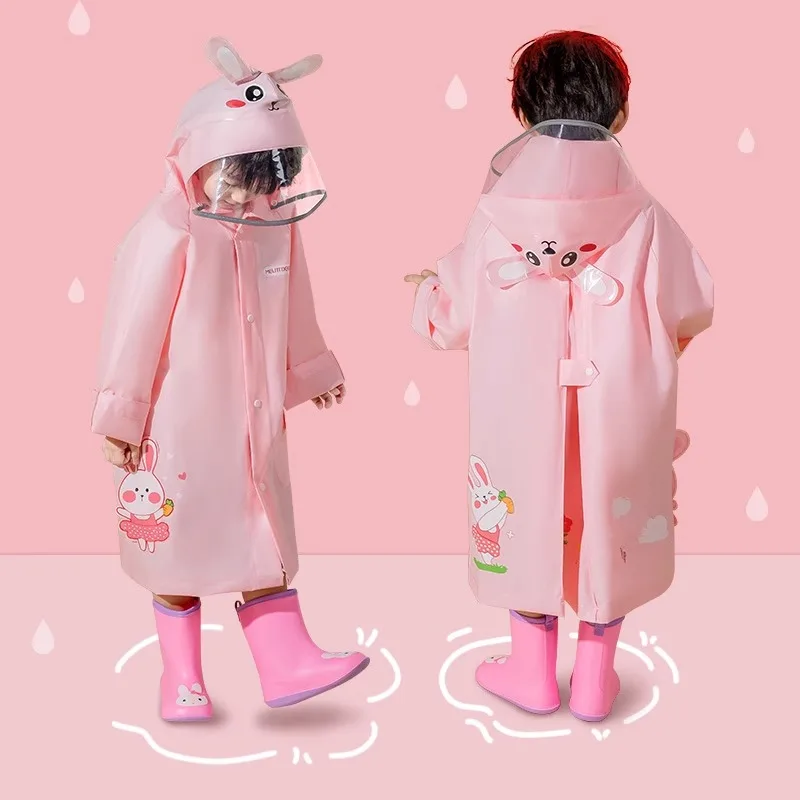 MELITTDEER Children Raincoat, Cute Kids Rainwear Wateproof  Rabbit Unicorn Rain Poncho with Backpack Position Student RainWear