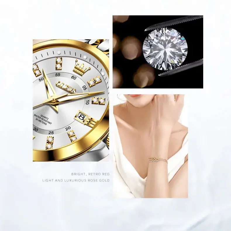 OLEVS 3620 Women Watch Luxury Brand Diamond Quartz Watch Fashion Automatic Calendar Waterproof Women Watch Bracelet Set Reloj