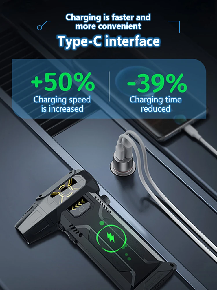 Mini Turbo Jet Fan 130000RPM Electric Air Duster Blower Infinitely Adjustable Wind Speed 52m/s Car Computer Cleaning Air Dryer