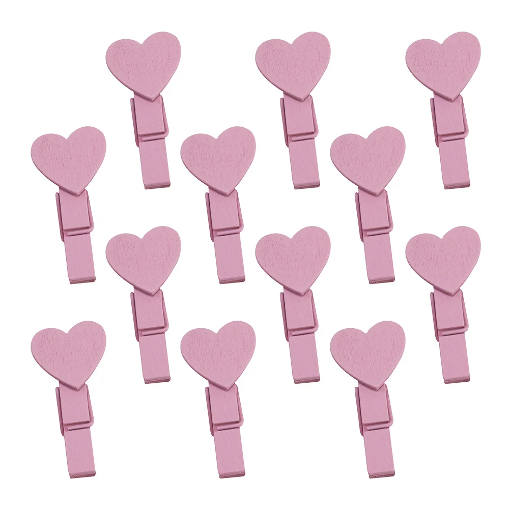 

50pcs Wooden Heart Shape Clips Mini Photo Display Clamps For Crafts Christmas Decor Home Holiday Supplies Snack Bag Clips