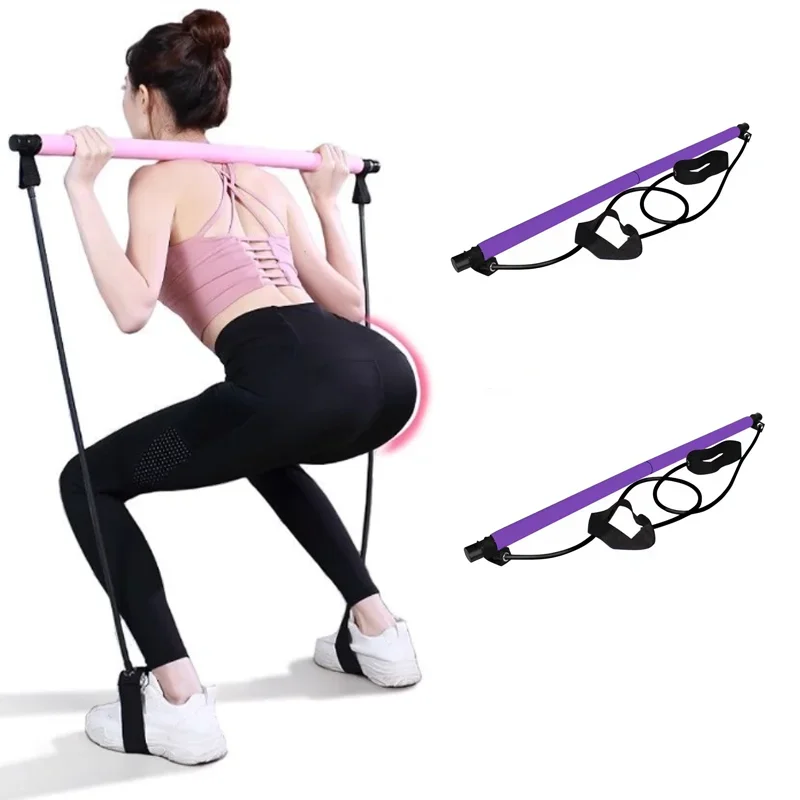 

New Fitness Yoga Pilates Bar Stick Crossfit Resistance Bands Trainer Yoga Pull Rods Pull Rope Portable Home Gym Body Workout Men