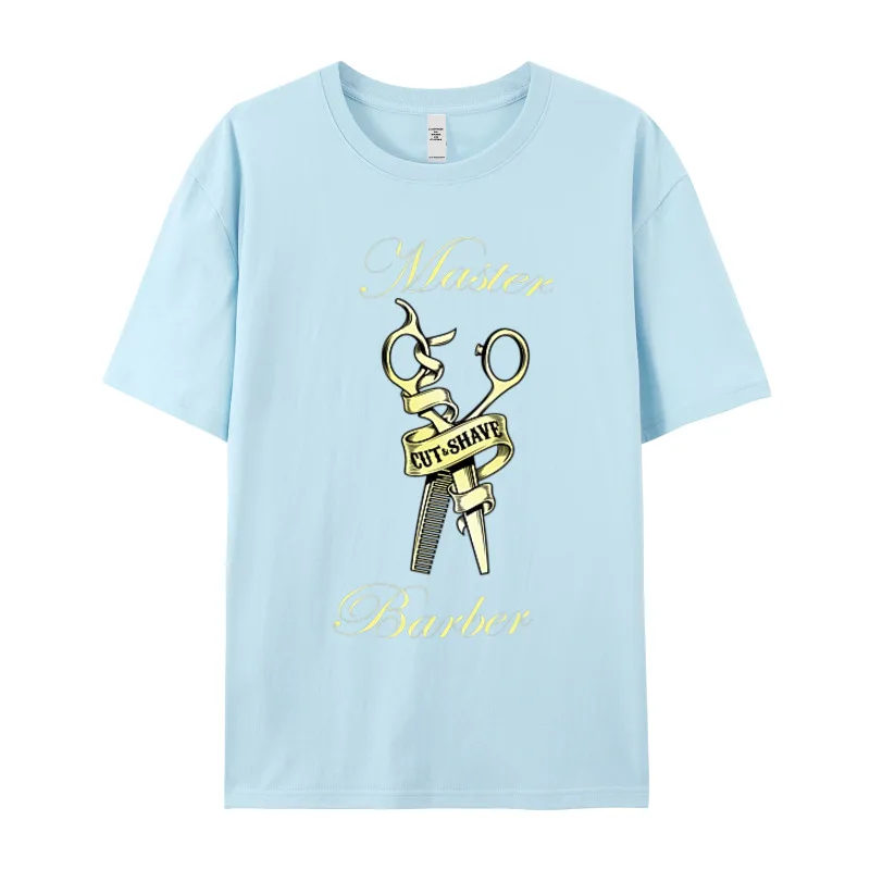 BARBER SHOP Shirt Master Barber T-Shirt Funny Short Sleeve Hip Hop Crew Neck All Cotton Tees Normal T-shirts Gift Idea Summer image 5
