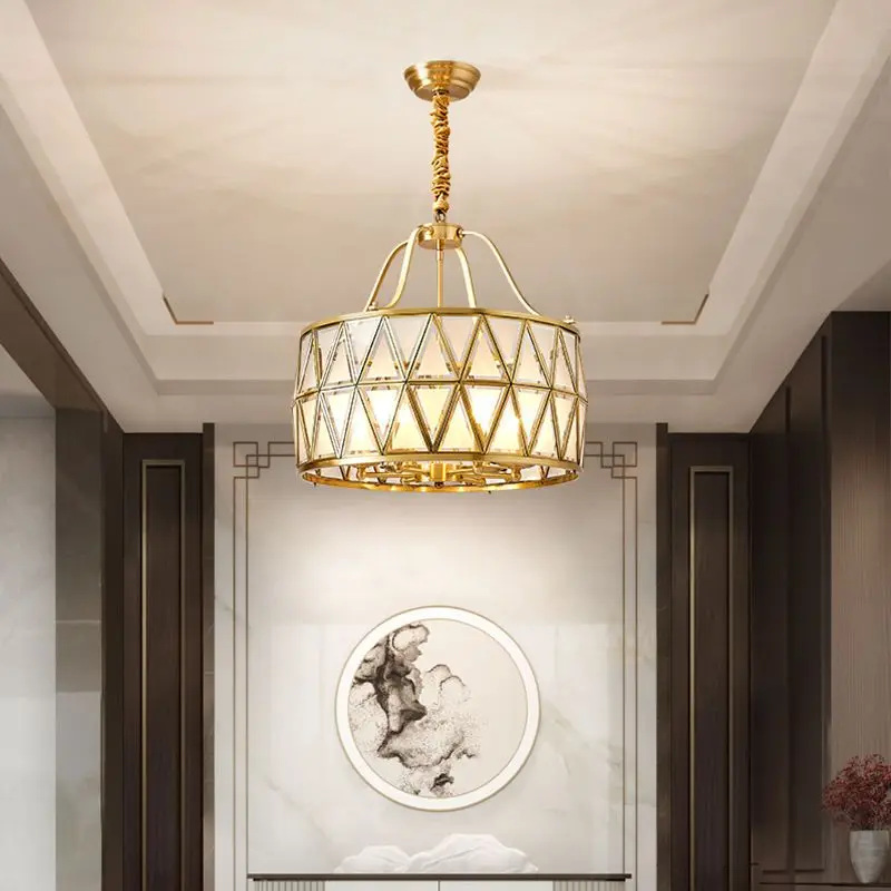 

All copper chandelier European style villa bedroom entrance hallway, pavilion, foyer, balcony, study light