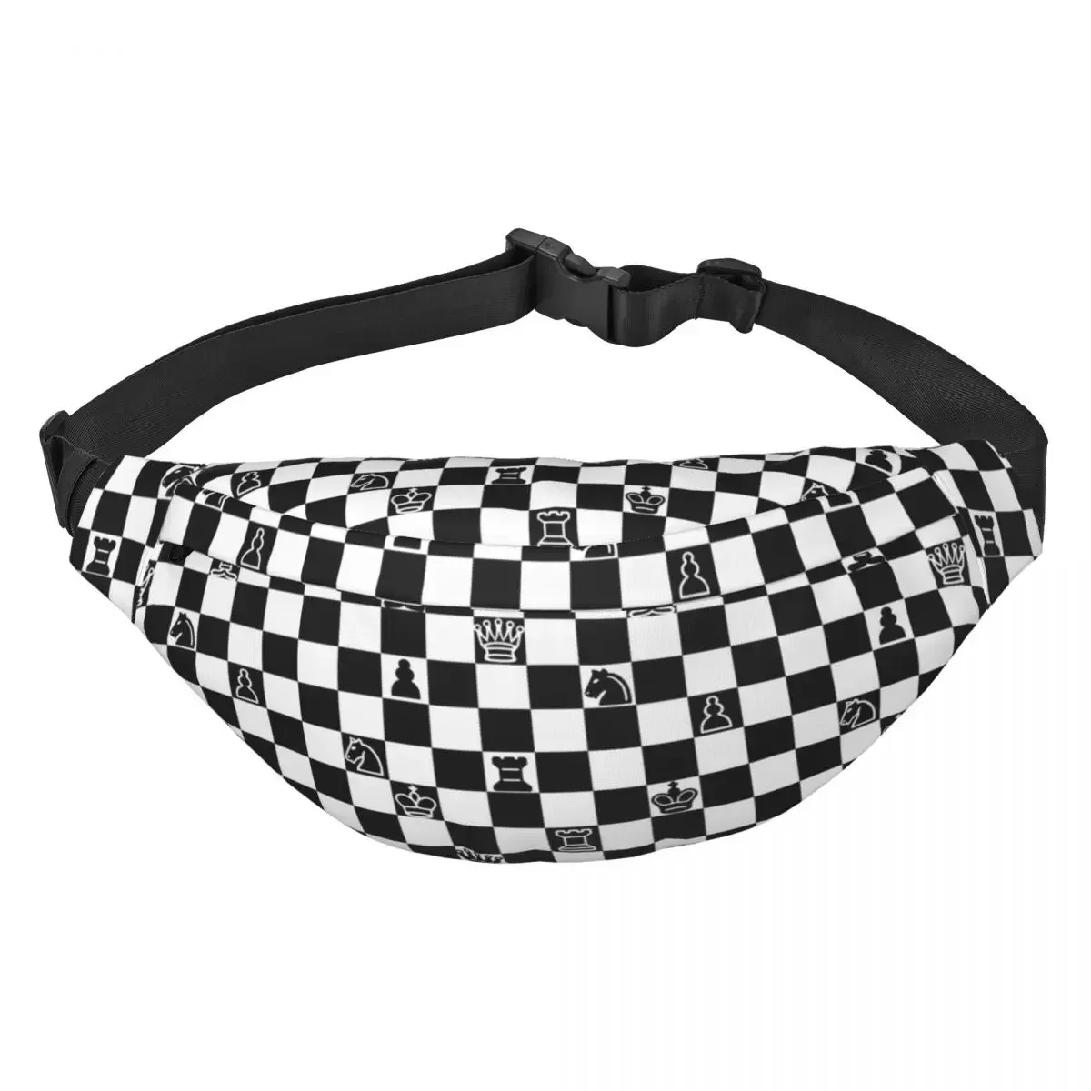 Custom Casual Chess Fanny Pack for Traveling Women Men Chessboard Game Sling Crossbody Waist Bag Phone Money Pouch