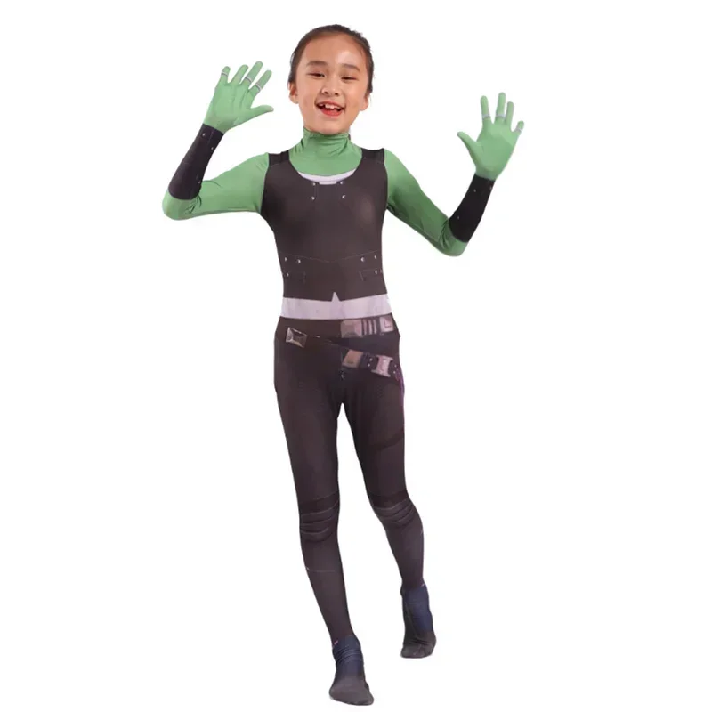 SN60 Adult Kids Gamora Cosplay Costume Guardians Of The Galaxy Suit Bodysuit Hero Jumpsuit Cosplay Halloween Kid Girl Party 1 @