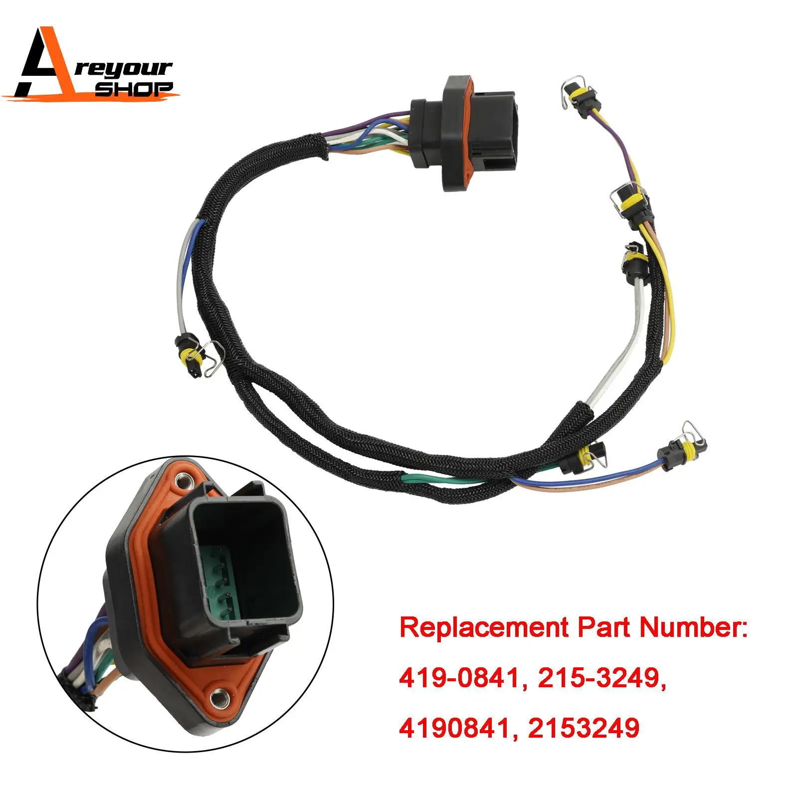 Areyourshop 419-0841 215-3249 Fuel Injector Wiring Harness for CAT C9 Engine 330D 336D