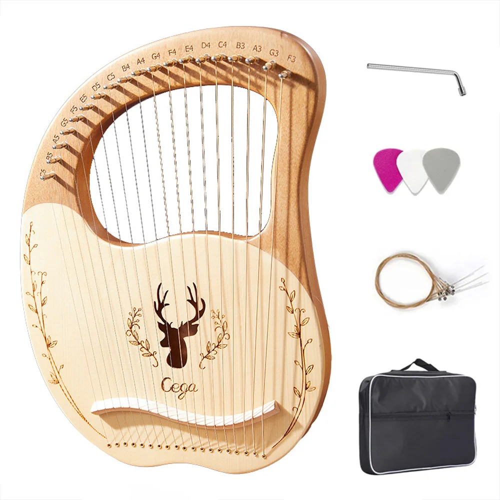 

Lyre Harp 16 19 24 Strings Lyre Harp Piano Wooden Mahogany Lyre Piano 24 Strings Harp Musical Instrument With Storage Bag