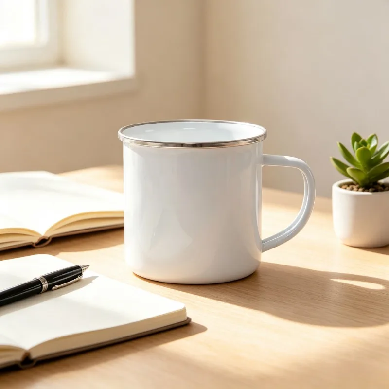 2PCS Heat Transfer Sublimation Blank Enamel Mug Printed Coffee Cup Thick Anti Collision  Present Office Household Drinking Cup