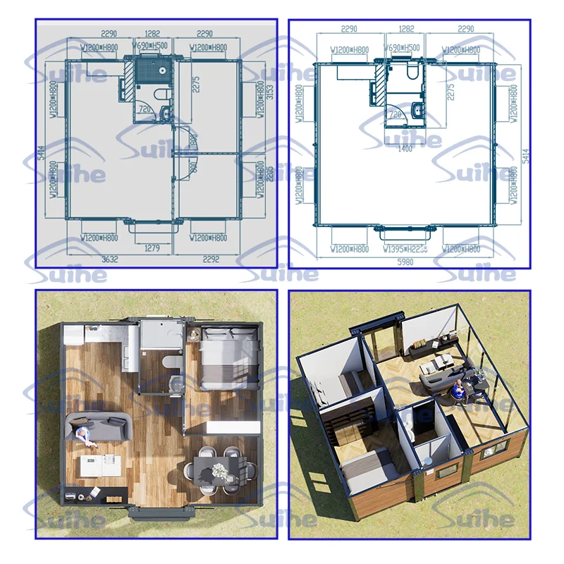 Wind Resistant Portable 110V Plastic-Steel Double Glazing Emergency Housing Container for Home