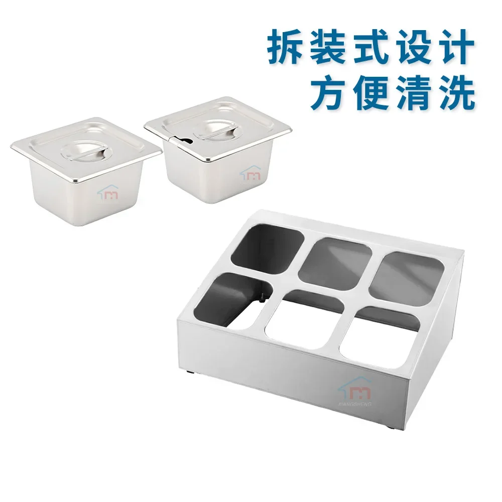 Stainless steel parts plate shelf, jam box, milk tea shop, small material box, hot pot seasoning box, seasoning rack, vegetable