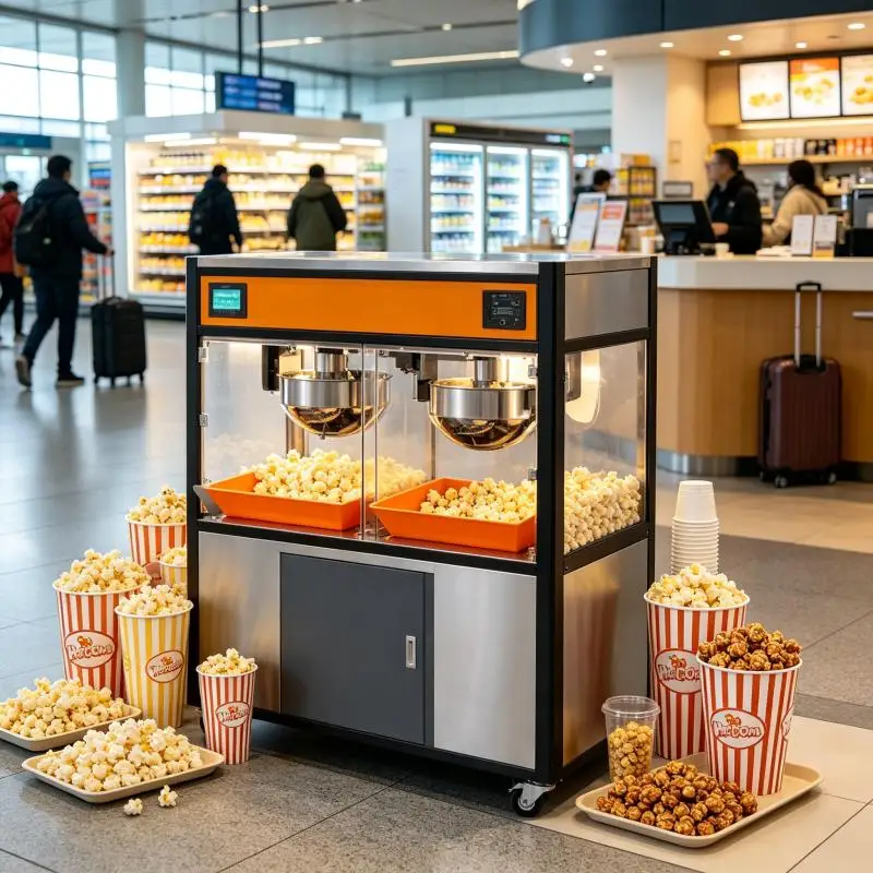 Electric Popcorn Machine Commercial Popcorn Maker Stainless Steel Kettle Fast Popping Equipment for Theater Snack Bar