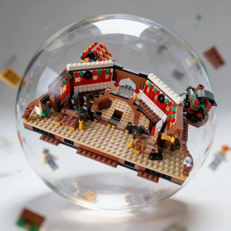 

810 деталей MOC Creator 3 в 1: Модель железнодорожного вокзала, конструктор, архитектурные блоки, DIY, рождественский подарок, развивающая креативная идея