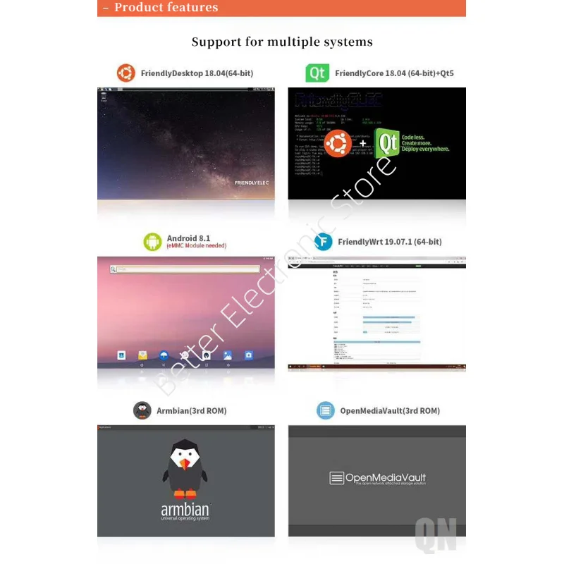 لوحة تطوير NanoPi M4B - دعم كاميرا مزدوجة RK3399 مع ذاكرة وصول عشوائي سعتها 2 جيجابايت، توسيع PCIe وتشغيل Android بدقة 4K ​