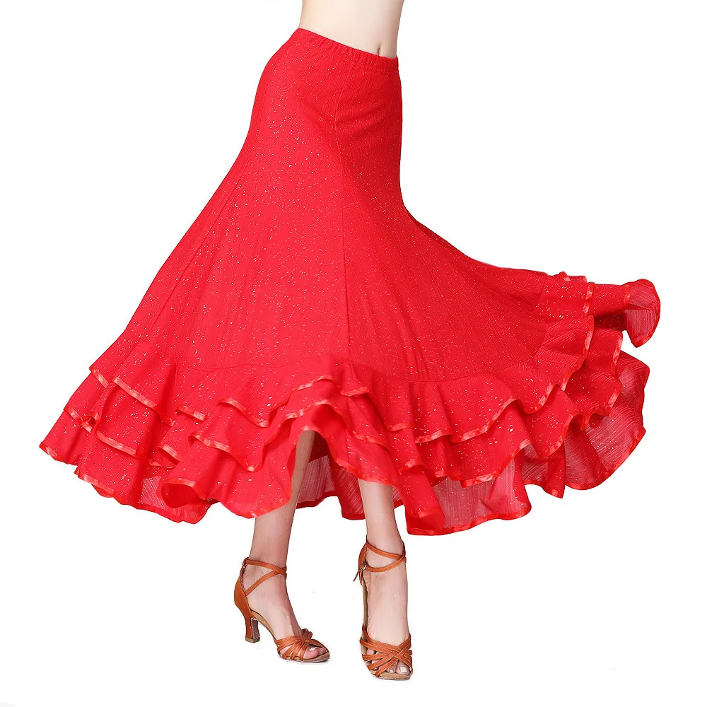 New modern dance long dress Waltz Ballroom Dance Competition Large Swing Skirt Dance Performance Costume Sequin Skirt Skirt