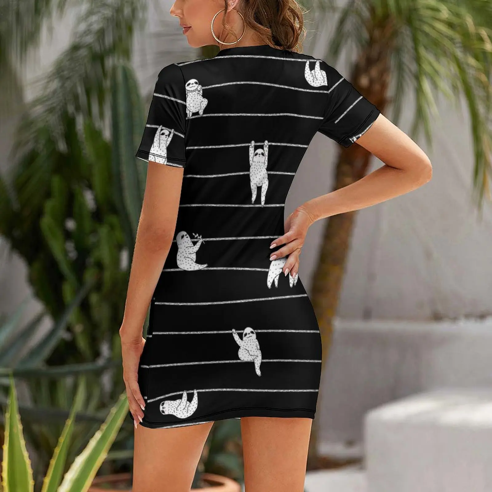 Sloth Stripe Short Sleeved Dress women formal occasion dresses Womens dresses Evening dresses Dress