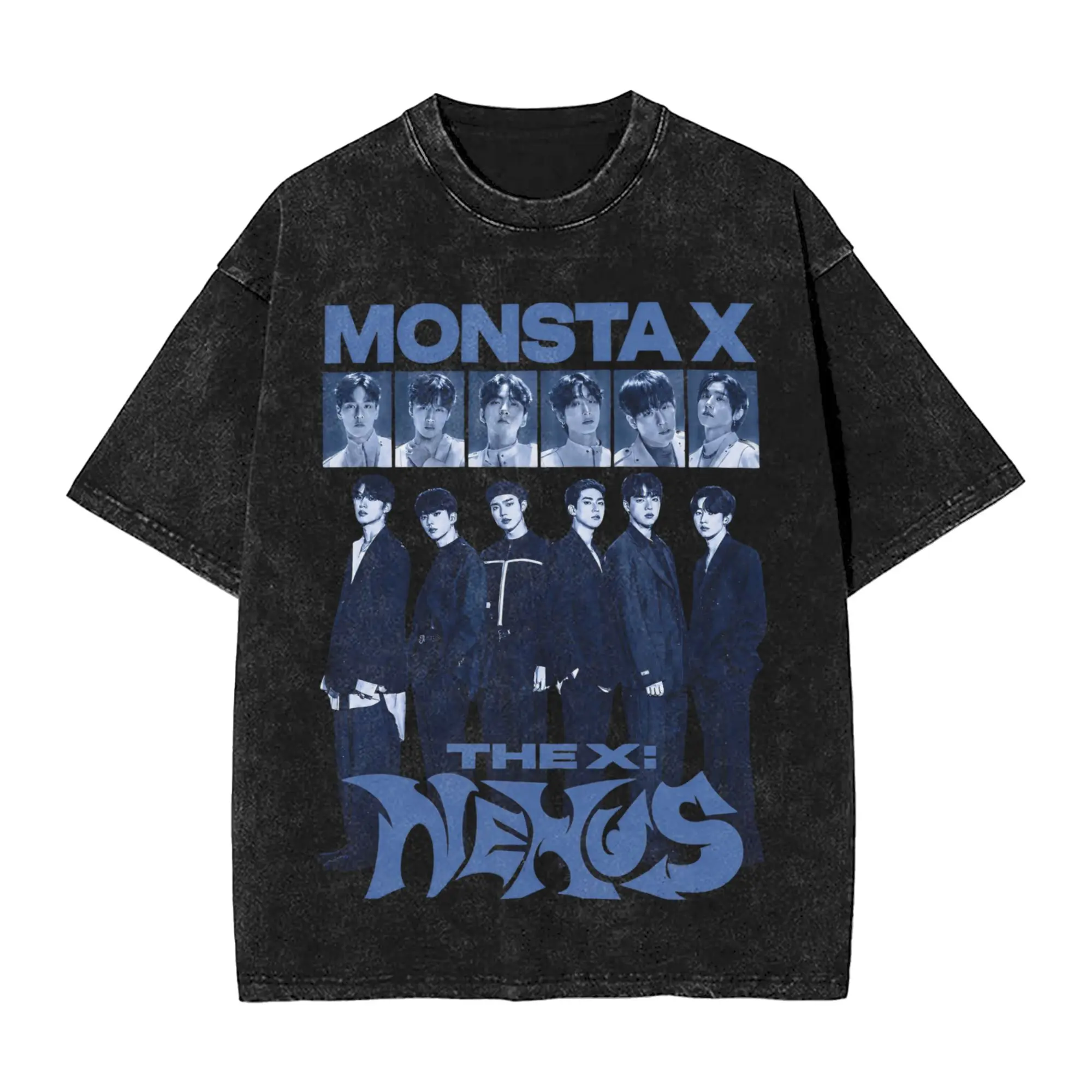 Monsta X the X Nexus North America World Tour T Shirts Hip Hop Washed 100% Cotton Street T-Shirt  Fashion Men Women Streetwear