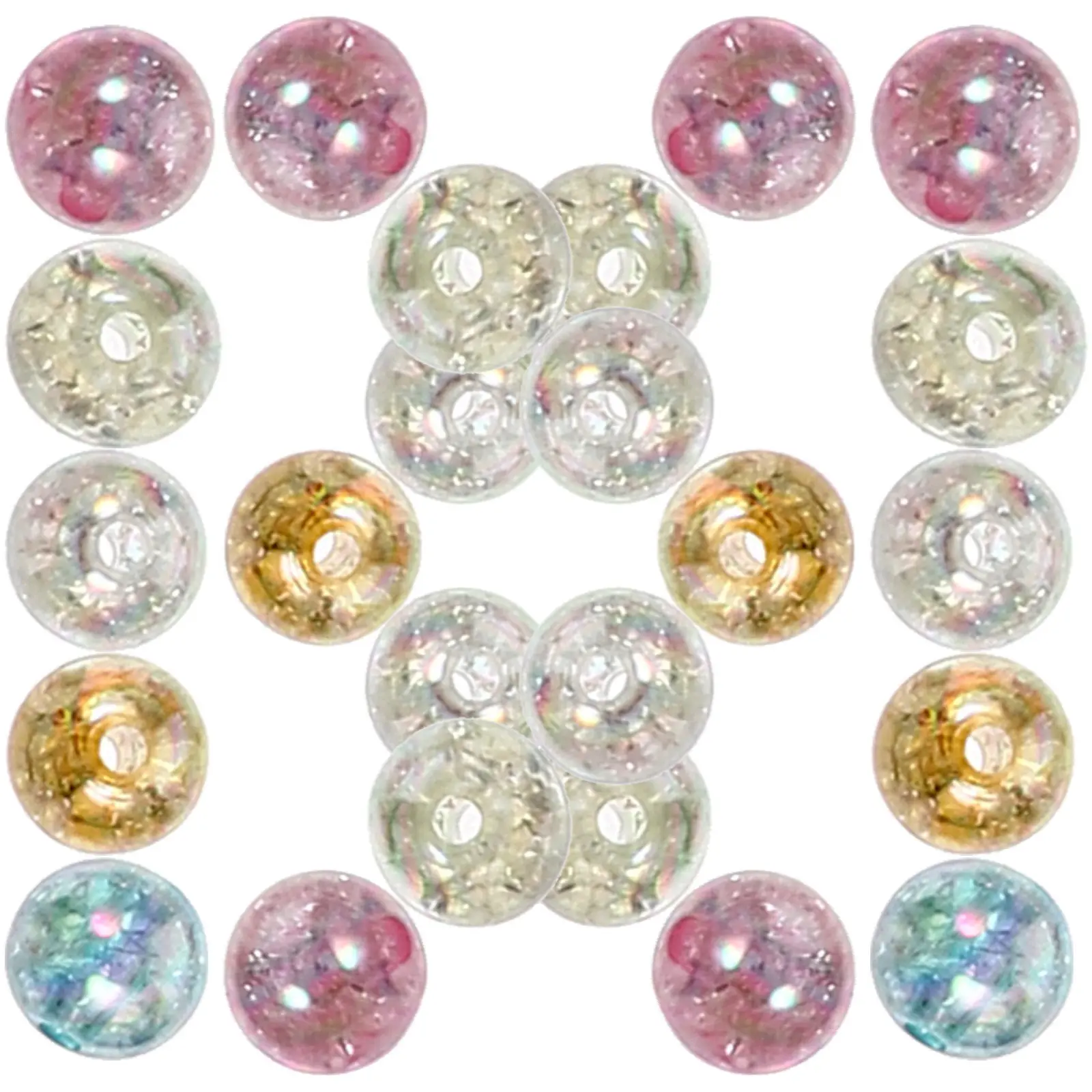200 perles acryliques rondes en vrac pour bricolage, petites perles d'espacement décoratives pour la fabrication de bijoux et bracelets