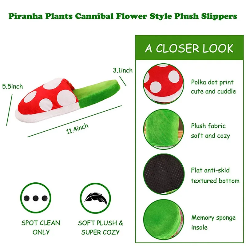 Games Piranha Plant Cotton Slippers With Flower Pot Men Women Funny Home Warm Cartoon Plush Soft Cotton Shoes Cute Gift