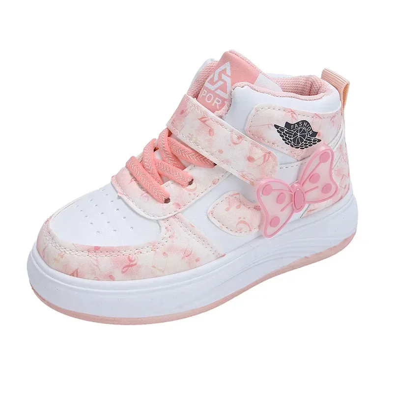 

Kids Fashion Sports Shoes Children Casual Running Sneakers Mid-top Hook and Loop Breathable Soft Bottom Non Slip Board Shoes