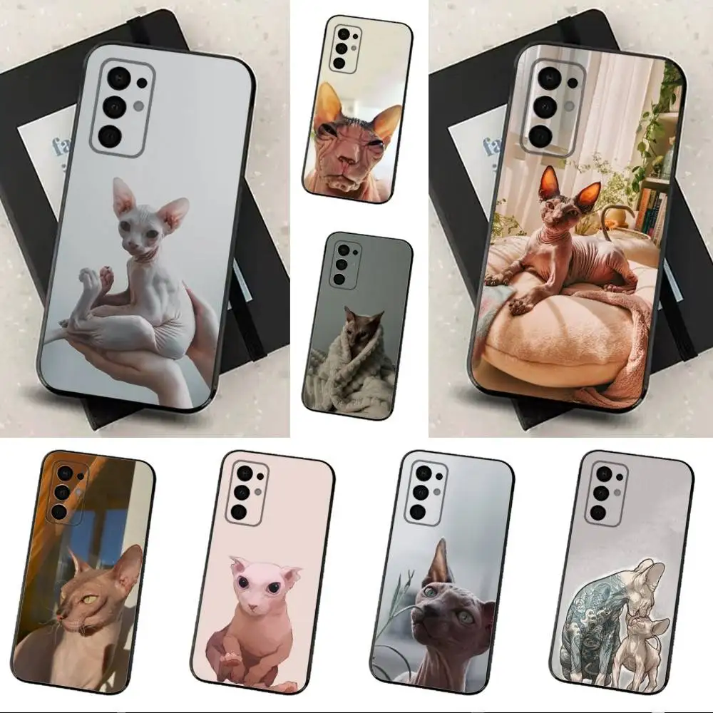 Funda Animal Sphynx Cat para Samsung Galaxy A91,A80,A73,A72,A71,A53A52,A32,A31A22,A21s,A20, cubierta negra