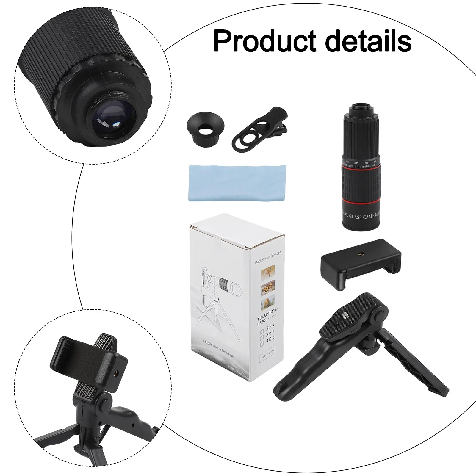 Capturez des détails époustouflants avec un téléobjectif 22X pour smartphones, comprenant un trépied stabilisateur pour des images fluides.