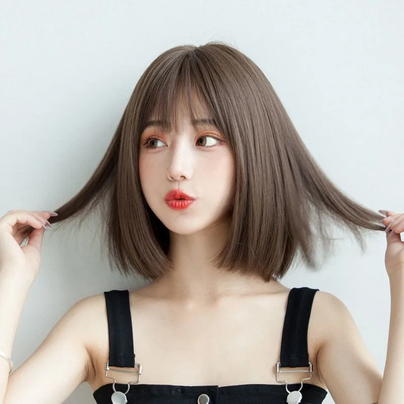 

Summer Bobo Hairstyle For Women, Short Straight Hair Trendy, Cute And Charming, Korean Style, Suitable For Vloggers, Full Wig.