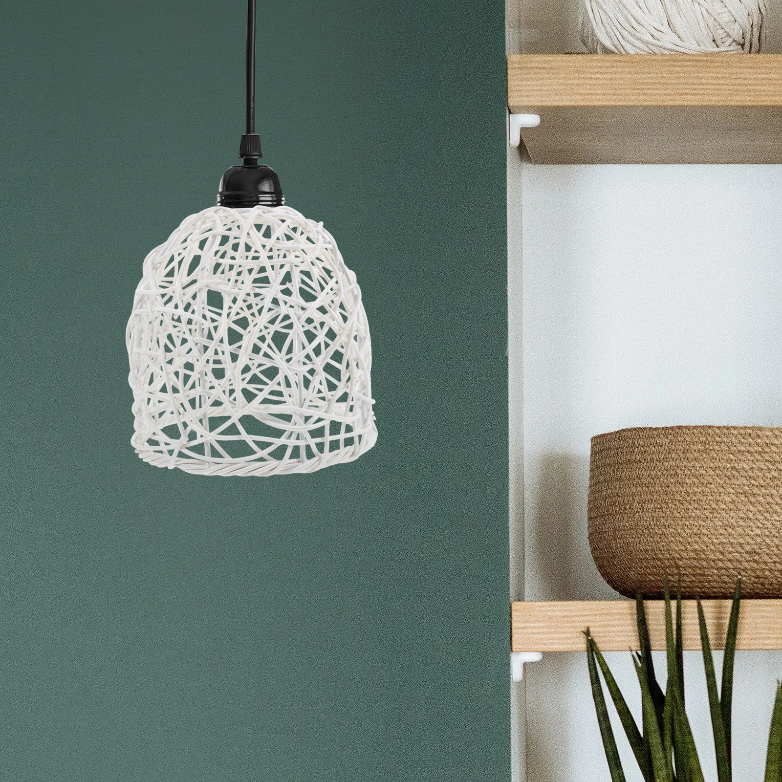 Rattan Lamp Shade E27 Rustic W - Wicker Pendant Shade 评论和价格