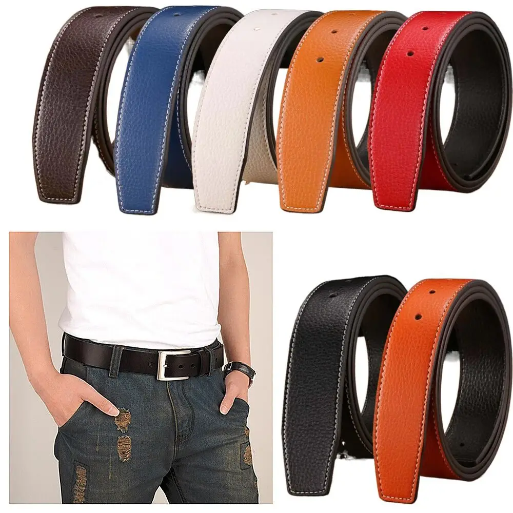 3.7cm Luxury Men Leather Belt Strap Genuine Leather No Buckle Belt Trouser Jean Belt Decor Decorative Trousers Waistband Replace