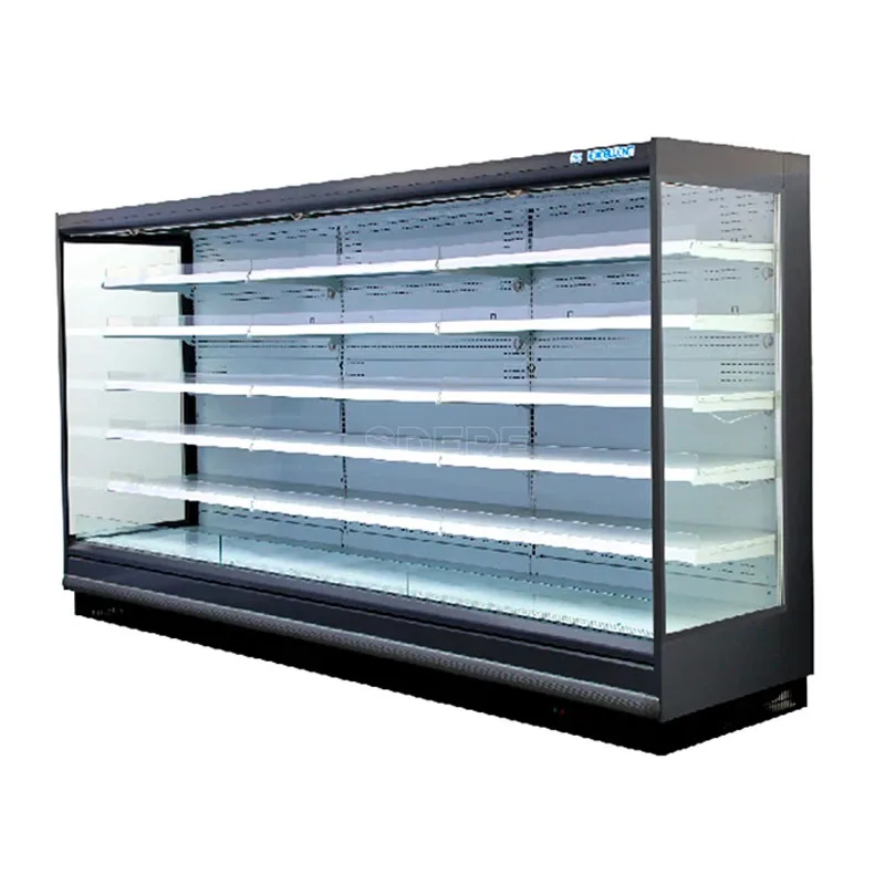 Customized Commercial Open Display Upright Cooler Multi-Layer Air Curtain Refrigerator for Supermarket