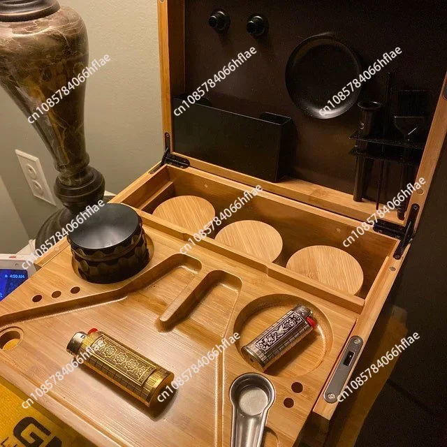 

Bamboo Storage Box With Lock Candy Storage Box Movable Tray Tea Cigarettes Operationed Trays Cut Tobacco Reel Handmade BOX