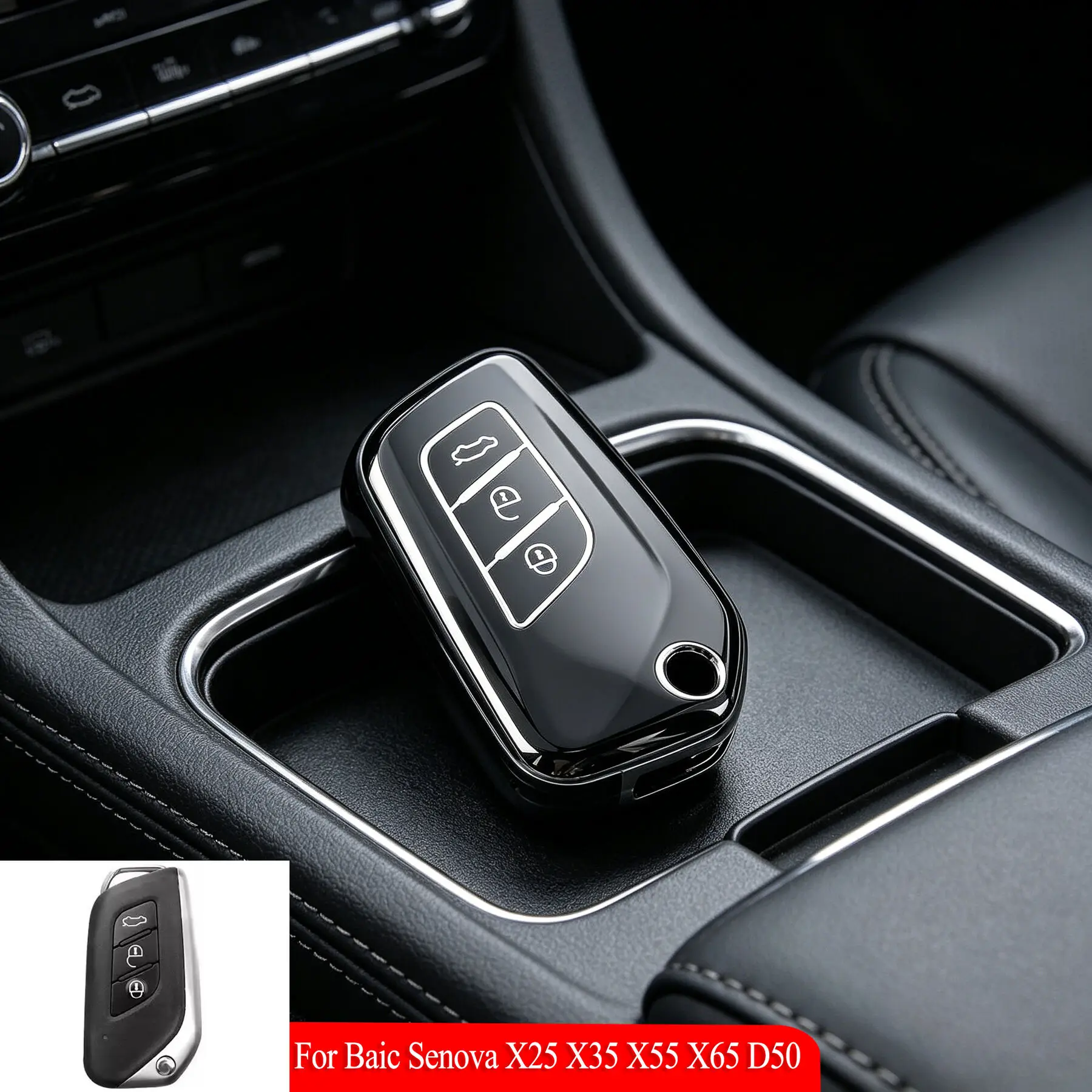 Funda Protectora de TPU Suave para Llaves, Carcasas para Llaves de Baic Senova X25 X35 X55 X65 D50, para Changhe Q25 Q35 A6, Funda Tipo Cartera para Llavero de Coche