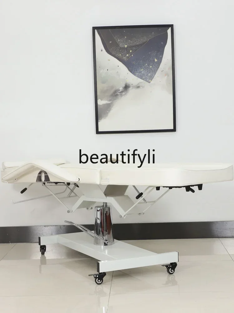 سرير تجميل رفع هيدروليكي ss D، سرير تجميل طبي خاص لصالونات التجميل، سرير وشم قابل للطي متعدد الوظائف
