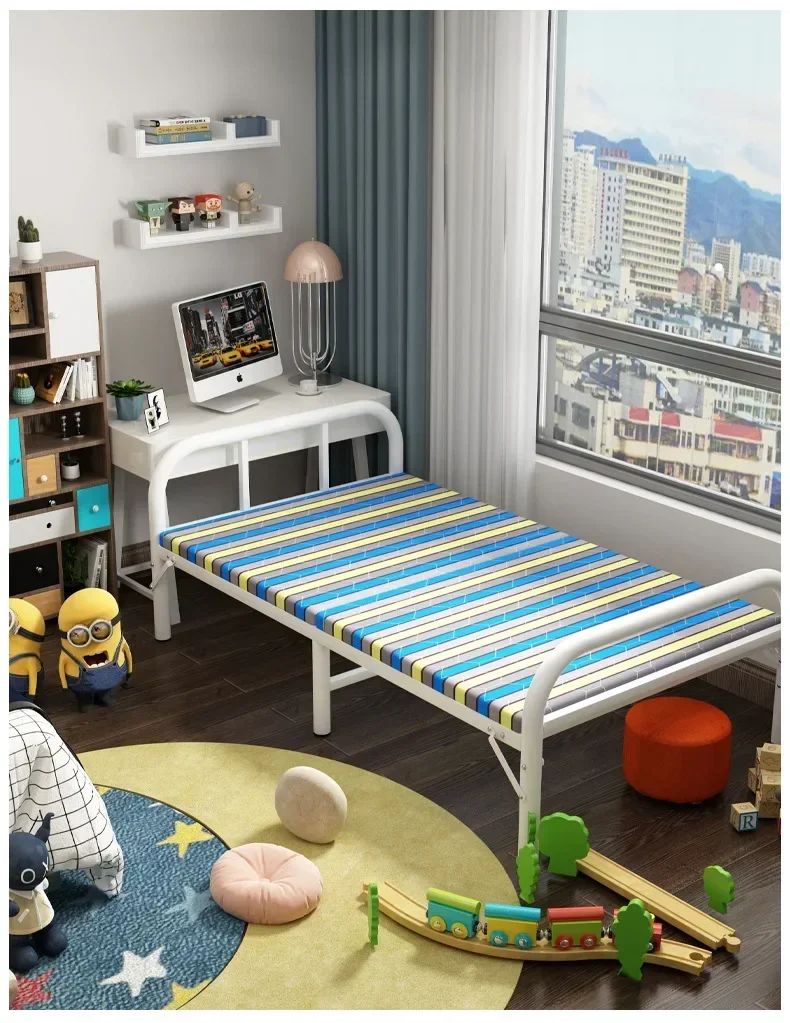 %Single Folding Bed, Simple Family Companion Bed for Lunch Break, Reinforced Design with Thick Steel Pipes, Family Folding Bed
