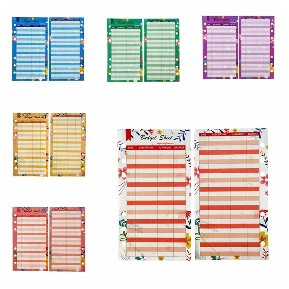 12Sheets A6 Inside Loose Leaf Refill Paper Colourful Leaf Inner Refill Spiral Binder Paper 6-hole Indexing Cards