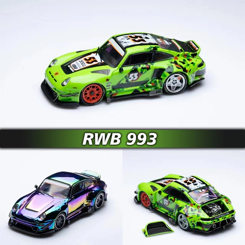 

PreSale DCM 1:64 RWB 993 Ducktail Modified Magnetic Detachable Hood Diecast Diorama Car Model Collection Miniature Toys