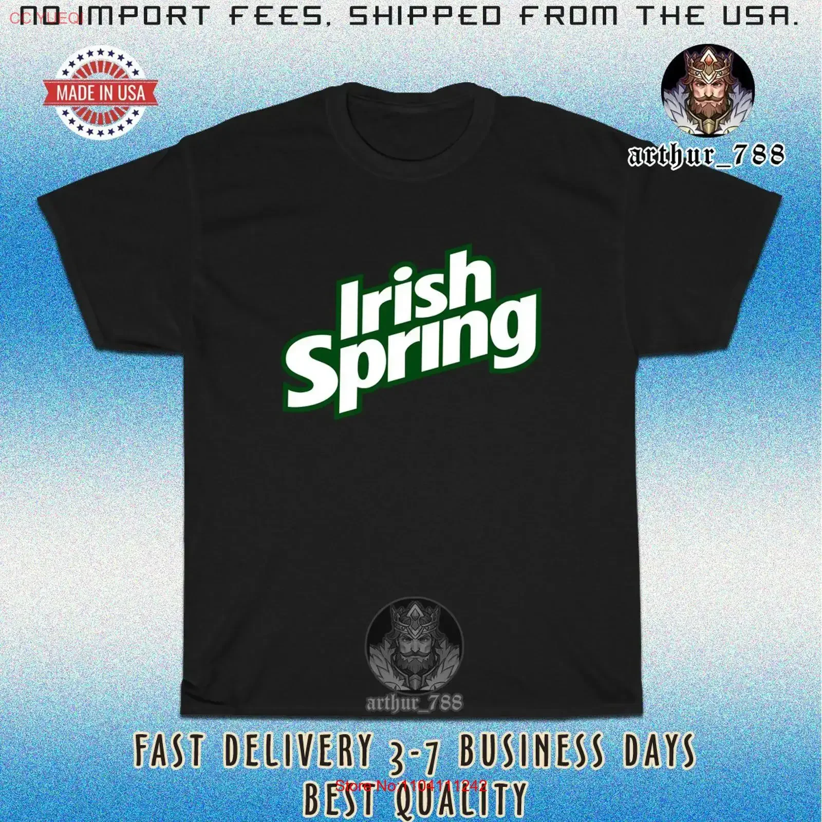 Nueva camiseta con logotipo de Irish Spring Soap para hombre, talla americana, vintage, lavada, transpirable, suave, cómoda, a la moda, Unisex