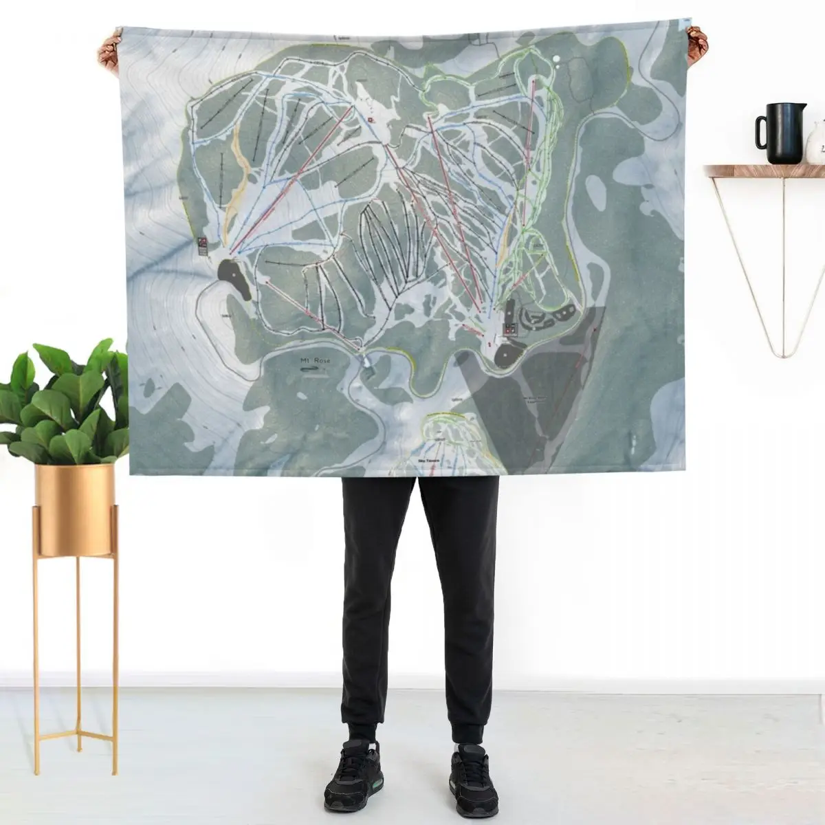 

Mt Rose Resort Trail Map Throw Blanket Warm Cozy Throw Blanket for Living Room Couch