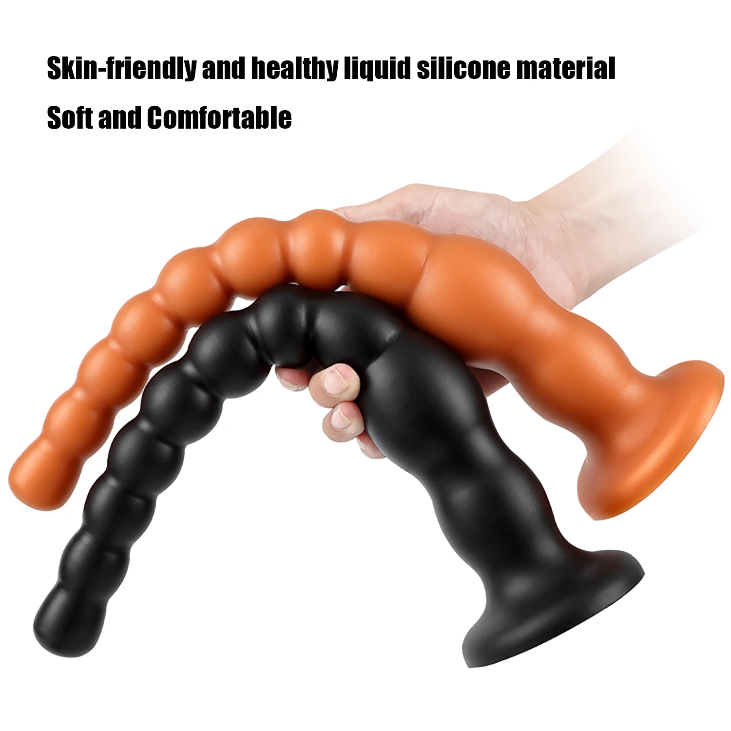 Overlength Liquid Silicone Round Beads Anal Plug Dildos Soft Anal Dilator Sex Toys for Stimulate Anus and Vagina Long Butt Plug