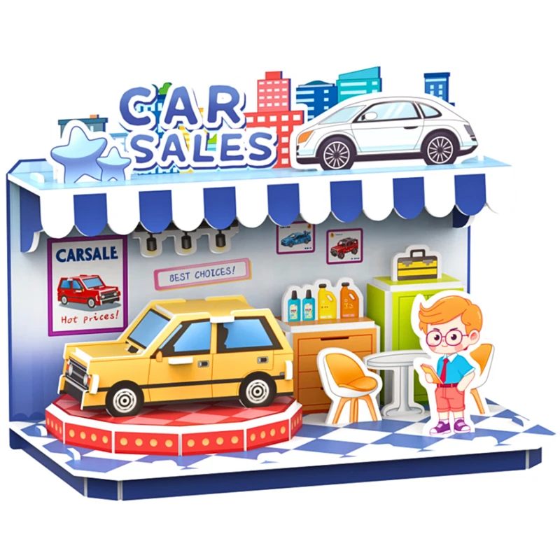 3D Puzzle Convenience Store, Car Store, Sports Store, Toy Store, DIY Puzzle Jigsaw Assembly Model