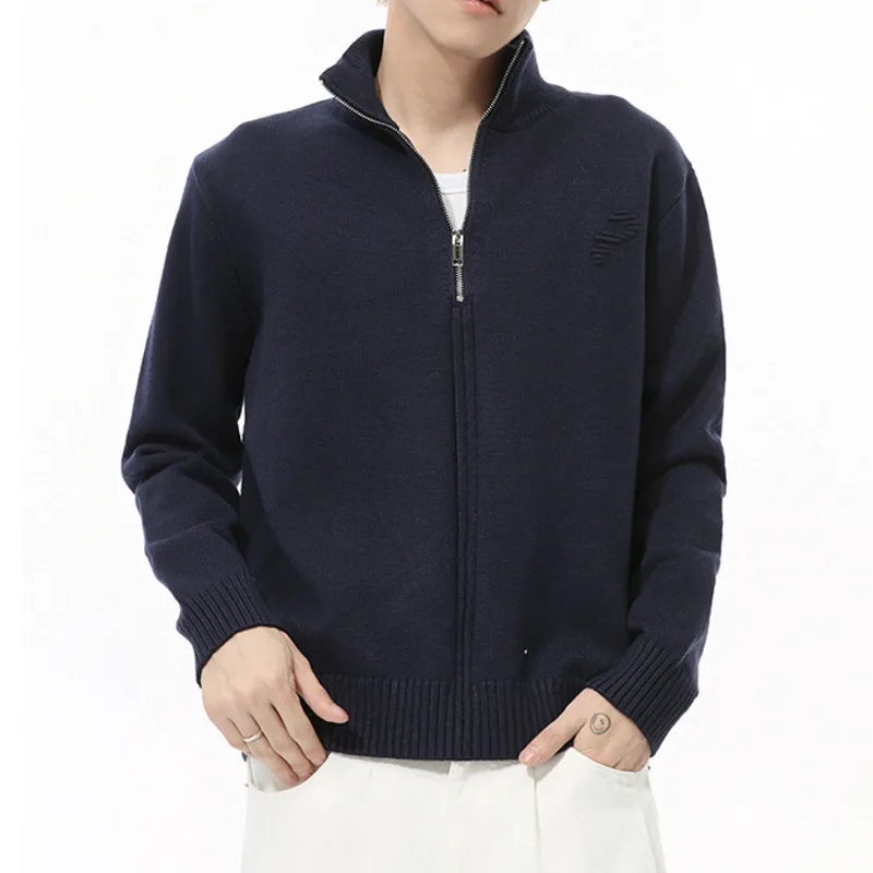 New autumn collection for men's clothing: Korean casual stand up collar, high collar, half zipper, short knit sweater trend